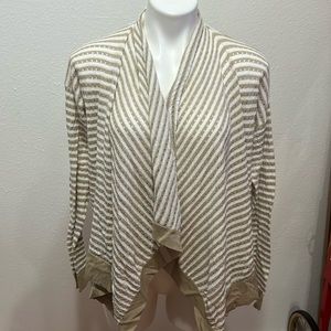 89th & Madison Beige White Cardigan Sz M